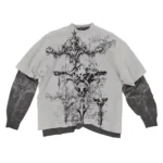 Y2K american skull pattern long sleeved T shirt Fashion Round Neck - Image 2