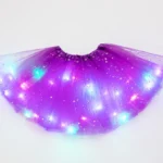 Luminous LED Fluffy Skirt Girls Layered Ballet Dance Pleated Skirt Tulle Light Up Short Dress - Image 2