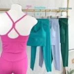 2 Piece Yoga Set Sportswear Fitness Suits Sexy Cross back Yoga Tops Elasticity High Waist
