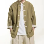 Chinese Traditional Dress Spring Summer Cotton Line Shirt Men Clothing Plus Size - Image 3