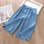 New Fashion Children Wide Leg Pants Summer Casual Thin Chiffon Cropped Trousers - Image 2