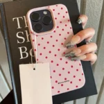 Chic Rose Red Polka Dot Design Lichee Pattern Phone Case For iPhone 17 16 15 14 13 12 11 Pro Max - Image 5