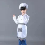 Kids Cook Tshirt Chef Uniform Children Kitchen Hat Cap Work Jackets Restaurant - Image 4