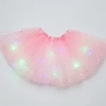 Luminous LED Fluffy Skirt Girls Layered Ballet Dance Pleated Skirt Tulle Light Up Short Dress - Image 3