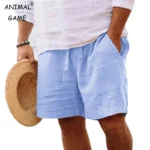New Mens Cotton Solid Color Short Lightweight Gym Pants oversize Beach Shorts