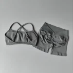 Sports Shorts Set 2 Pieces Seamless Yoga Set Women Workout Tracksuit - Image 2