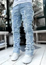 New Mens Denim Straight Leg PantsStreet Fashion InsElastic Waist Stretch Jeans Casual Trousers - Image 2