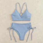 Cikini-V-Neck Split Bikini Set for Women, Sexy Swimsuit, Lace Up Bathing Suit - Image 6