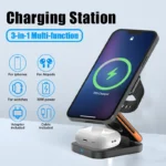 3 in 1 Foldable Charging Station Fast Magnetic Wireless Charger Stand for iPhone 17 16 15 14 13 12 - Image 2