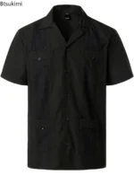 Summer New Mens' Shirts Multi-pockets Lapel Short Sleeve Single Breasted Cardigan - Image 5