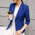 Black Women Blazer 2025 Formal Slim Blazers Lady Office Work Suit Pockets Jackets Coat - Image 3