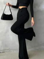 Lady's petite pure color casual elegant straight-leg long pants, suitable for daily outings office commutes - Image 5