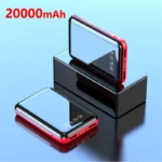 20000mAh Mini Power Bank Portable Charger Mirror Screen LED Digital Powerbank - Image 2