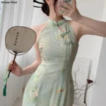 2025 Summer Women Qipao Dress Sleeveless Sexy High Slit Silk Cheongsam - Image 3