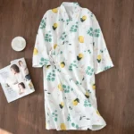 Japanese-style kimono pajamas summer new 100% cotton gauze pajamas nightgown - Image 4