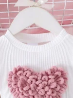 2PCS Winter New Style For 0-3 Year Old Girls, Comfortable Sweet And Cute Bubble Sleeves - Image 3