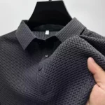 Men's Bone Flower Solid Color Polo Shirt Business Casual Short Sleeve