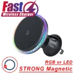 Magnetic Car Wireless Charger RGB For iPhone12 13 14 15 16 17 Pro Max Macsafe Car Phone Holder