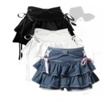 New Fashion Women Hot Girl Sweet Kawaii Bow Vintage Y2k Clothes American Streetwear