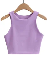 2023 Summer Fashion Women Sexy Slim Tops O-neck Sleeveless - Image 2
