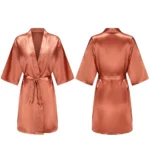 Women's Pure Short Silky Robes Bridesmaid Bride Party Satin Robes Sleepwear - Image 6