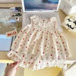 Two-Piece Set Sleeveless Princess Dress with Floral Print, Summer Thin Outfit - Image 2