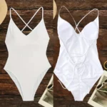 Solid One Piece Swimsuit Women Swimwear 2025 New Bikini Sexy Bodysuit Plus Size - Image 3