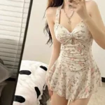 Women Korean Sexy One Piece Swimsuit Tummy Control Slimming High Waisted Bathing Suit - Image 4