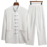 Chinese Traditional Clothing Set Man Fall Linen Buckle Kung Fu Shirt - Image 2