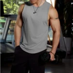 Summer Men's Gym Tank Top Fitness Training Clothing Sleeveless Shirt Men Vest - Image 2