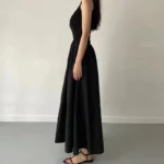 New Summer Simple Elegant Black Long Dresses For Women Round Neck Sleeveless - Image 5
