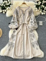Bohemian Retro Ethnic Style Dress Women's New Spring Autumn Embroidered Lace Up - Image 5