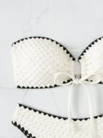 Swimwear White 2 Piece Strapless Swimsuit for Women Sexy Bandeau Backless Bikini Set - Image 4