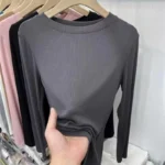 Office Lady Basic O-Neck Slim T-Shirt Women Solid Multi Color - Image 4