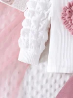 2PCS Winter New Style For 0-3 Year Old Girls, Comfortable Sweet And Cute Bubble Sleeves - Image 4