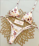 Print Sexy Bikini Sets Halter Lace-up Tops Thongs Beach Style Bathing Suit Y2k Swimsuits - Image 2