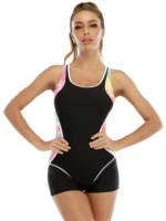 2023 Patchwork Sport One Piece Swimsuit Plus Size Swimwear Women Professional Sport Bathing Suit - Image 5