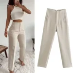 Koekop Office outfits Pencil Trousers Black Pink White Ladies Pants Fashion - Image 3