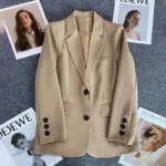 Elegant Office Lady Blazers for Women  Fashion Long Sleeve Single Button - Image 3