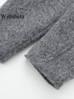 Willshela Women Fashion With Pockets Grey Front Zipper Jackets Vintage Lapel Neck Long Sleeves - Image 5