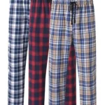 3Pcs Men's 100% Cotton Plaid Pajama Sleeping Pants, Long Plaid Print Sleepwear Pajama Pants