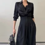 Office Ladies Ultra High Waist Wide Leg Pants Straight Drooping Spring Summer All-Match Long Suit - Image 2