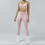 2PCS High Waisted Sports Bra Set with Contrasting Small Suspender Tight