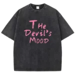 Fashion Womans Cotton Washed T-shirts The Devil's Moon Letter Prints Tops Casual O-Neck - Image 2