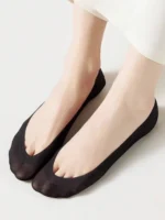 5 pairs of spring and summer ice silk invisible boat socks for women - Image 3
