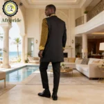 African Suits for Men Embroidery Print Blazer and Pants Set Business Dress Suit - Image 4