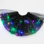 Luminous LED Fluffy Skirt Girls Layered Ballet Dance Pleated Skirt Tulle Light Up Short Dress - Image 4
