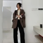 Vintage Loose Women Solid Blazer Autumn Chic Double Breasted Female Long Sleeve Suit - Image 3
