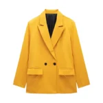 Willshela Women Fashion With Pockets Solid Double Breasted Blazer Vintage Long Sleeves - Image 5