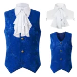 Vest Men Renaissance Steampunk Coat Gothic Jacquard Waistcoat Single Breasted  Dress Vest for Suit - Image 4
